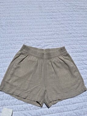 Old Navy High-Waist Elastic Linen-Blend Shorts — Taupe